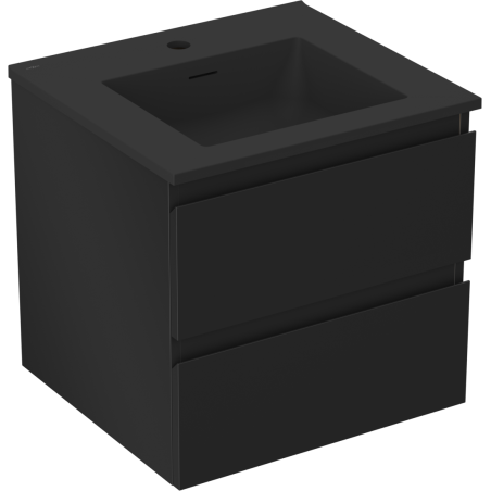 Mexen Orio vonios spintelė 50 cm su Otis praustuvu, 2 stalčiai, juodas matinis - 91A10-05047-2-BFF71-W18M71