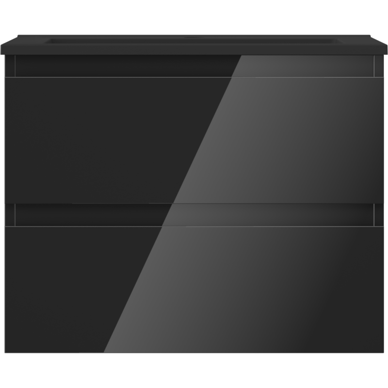 Mexen Orio vonios spintelė 60 cm su praustuvu Otis, 2 stalčiai, blizgi juoda/matinė juoda - 91A10-06047-2-BFF70-W18M71