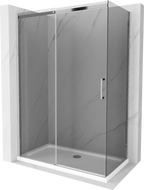 Mexen Omega stumiama dušo kabina 130 x 70 cm, grafitas, chromas + Flat dušo padėklas, baltas - 825-130-070-01-40-4010