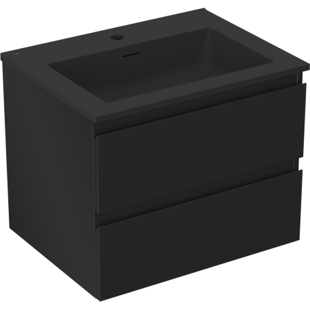 Mexen Orio vonios kambario spintelė 60 cm su praustuvu Otis, 2 stalčiai, juoda matinė - 91A10-06047-2-BFF71-W18M71