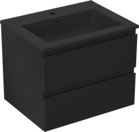 Mexen Orio vonios kambario spintelė 60 cm su praustuvu Otis, 2 stalčiai, juoda matinė - 91A10-06047-2-BFF71-W18M71