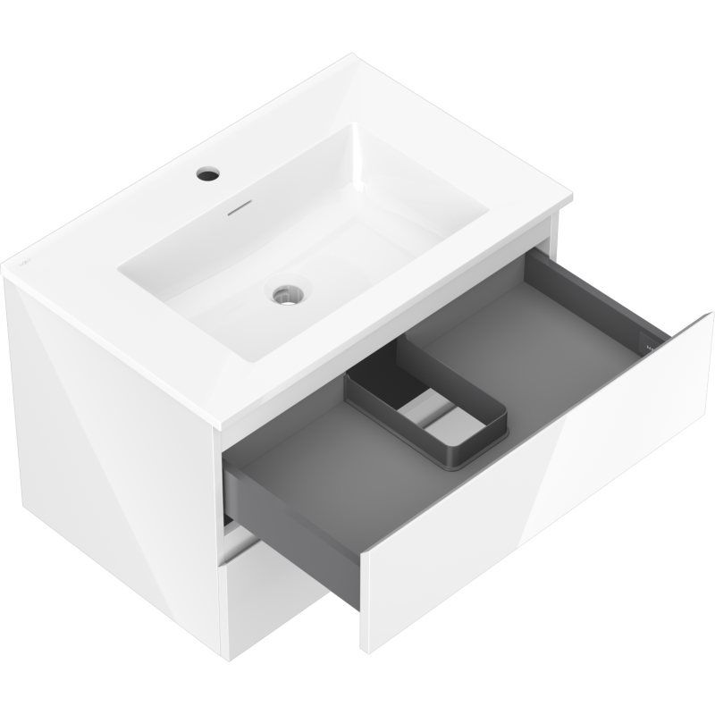 Mexen Orio vonios spintelė 70 cm su Otis kriaukle, 2 stalčiai, blizgi balta - 91A10-07047-2-BFF00-W18M00