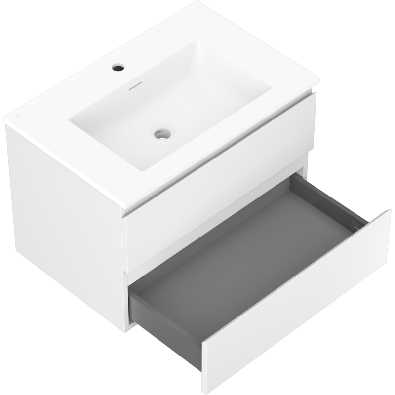 Mexen Orio vonios kambario spintelė 70 cm su Otis kriaukle, 2 stalčiai, balta matinė - 91A10-07047-2-BFF01-W18M01