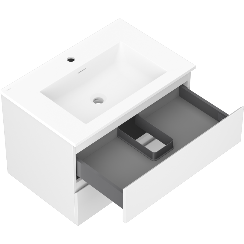 Mexen Orio vonios kambario spintelė 70 cm su Otis kriaukle, 2 stalčiai, balta matinė - 91A10-07047-2-BFF01-W18M01