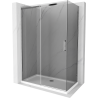 Mexen Omega slankiojama dušo kabina 140 x 80 cm, grafito spalvos, chromuota + Flat padėklas, baltas - 825-140-080-01-40-4010