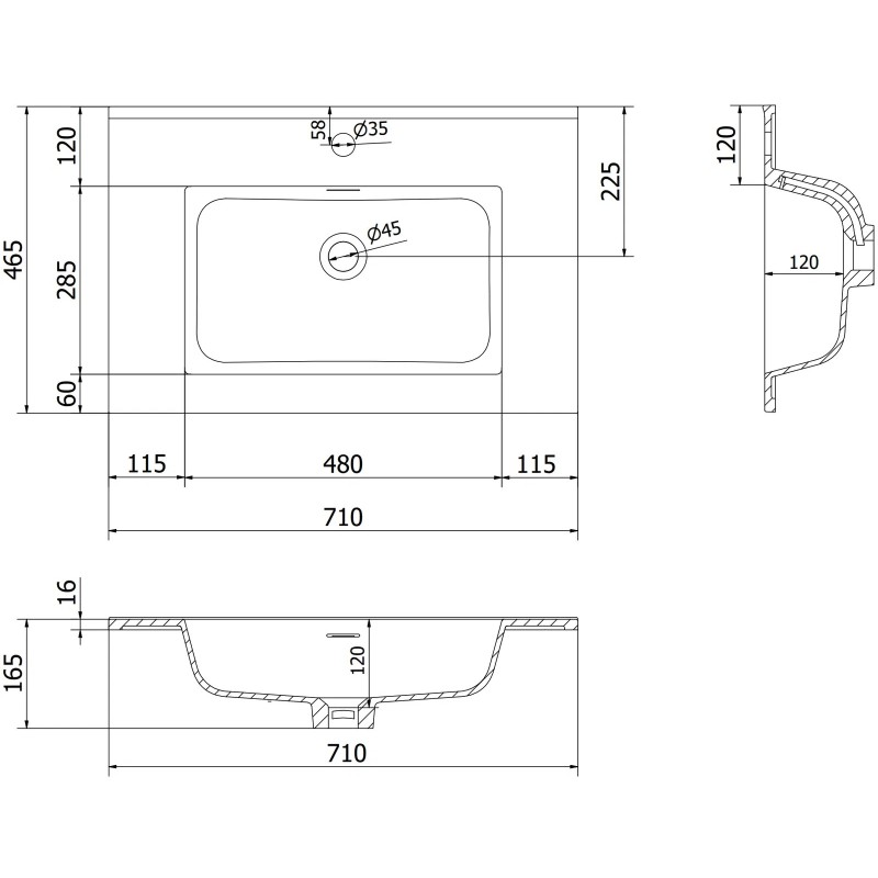 Mexen Orio vonios spintelė 70 cm su Otis kriaukle, 2 stalčiai, juoda matinė - 91A10-07047-2-BFF71-W18M71