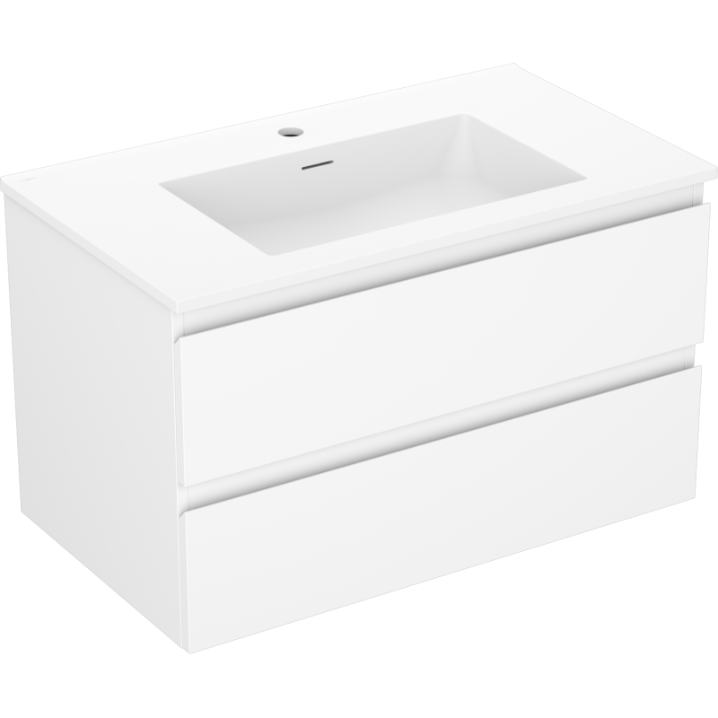 Mexen Orio vonios kambario spintelė 80 cm su Otis kriaukle, 2 stalčiai, balta matinė - 91A10-08047-2-BFF01-W18M01