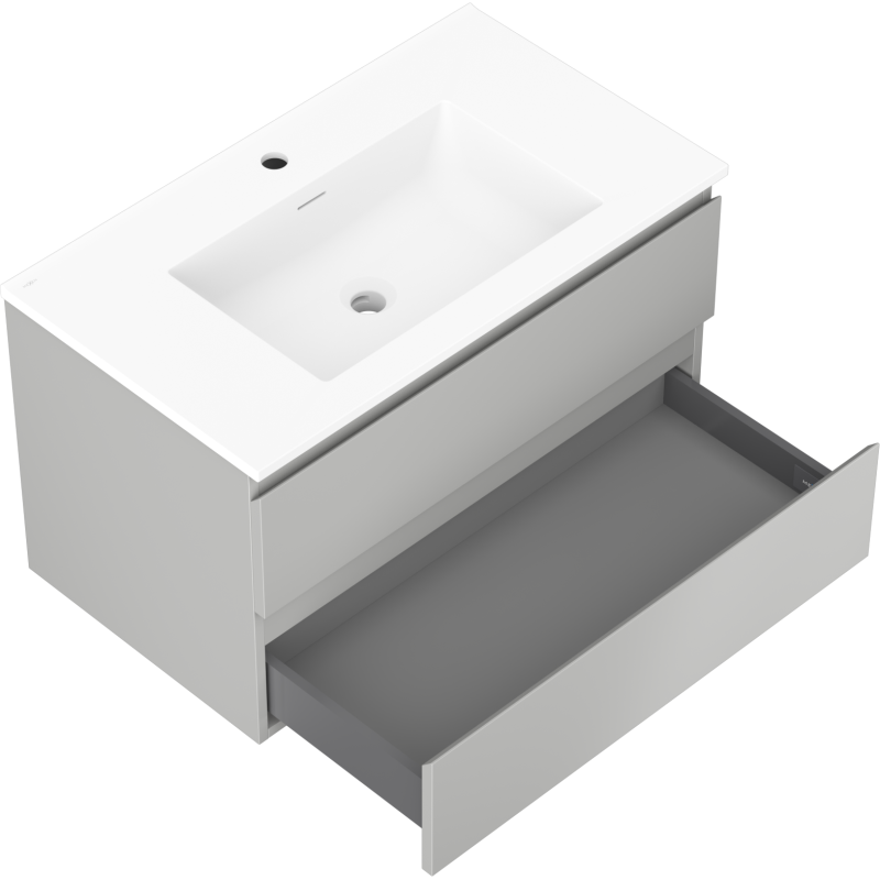 Mexen Orio vonios kambario spintelė 80 cm su Otis kriaukle, 2 stalčiai, pilka matinė/ balta matinė - 91A10-08047-2-BFF62-W18M01