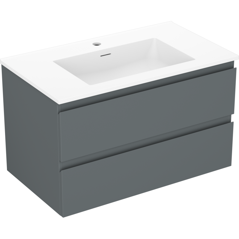 Mexen Orio 80 cm vonios spintelė su praustuvu Otis, 2 stalčiai, grafitas matinis/baltas matinis - 91A10-08047-2-BFF66-W18M01