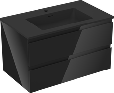 Mexen Orio vonios spintelė 80 cm su Otis praustuvu, 2 stalčiai, juoda blizgi/juoda matinė - 91A10-08047-2-BFF70-W18M71