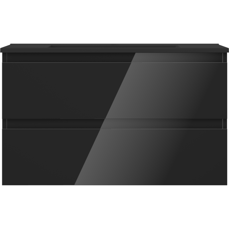 Mexen Orio vonios spintelė 80 cm su Otis praustuvu, 2 stalčiai, juoda blizgi/juoda matinė - 91A10-08047-2-BFF70-W18M71