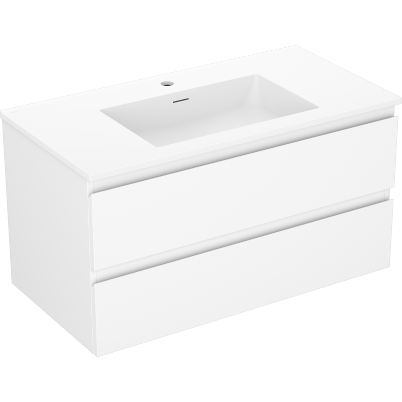 Mexen Orio vonios spintelė 90 cm su plautuve Otis, 2 stalčiai, matinė balta - 91A10-09047-2-BFF01-W18M01