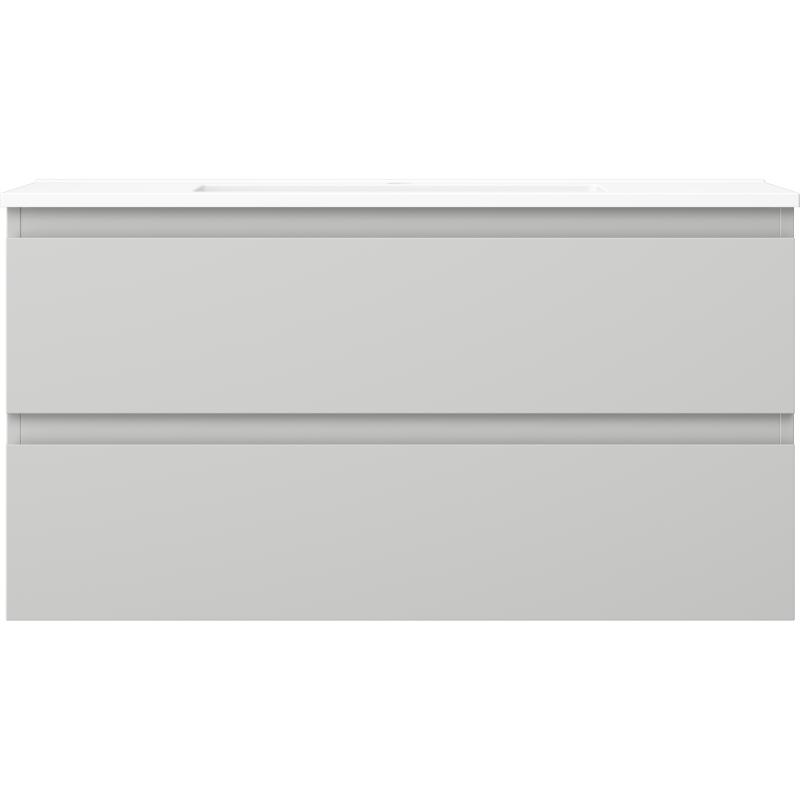 Mexen Orio vonios spintelė 90 cm su Otis praustuvu, 2 stalčiai, pilka matinė/balta matinė - 91A10-09047-2-BFF62-W18M01