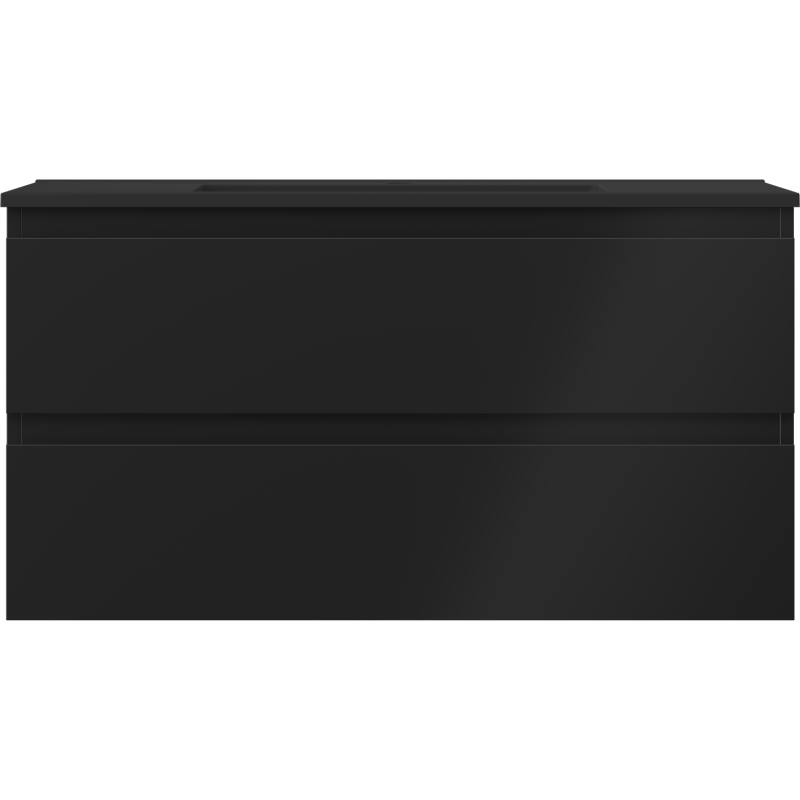 Mexen Orio vonios spintelė 90 cm su Otis praustuvu, 2 stalčiai, juoda matinė - 91A10-09047-2-BFF71-W18M71