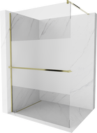 Mexen Kioto+ dušo sienelė su lentyna Walk-in 100 x 200 cm, skaidrus/matinis, auksinė - 800-100-121-50-35