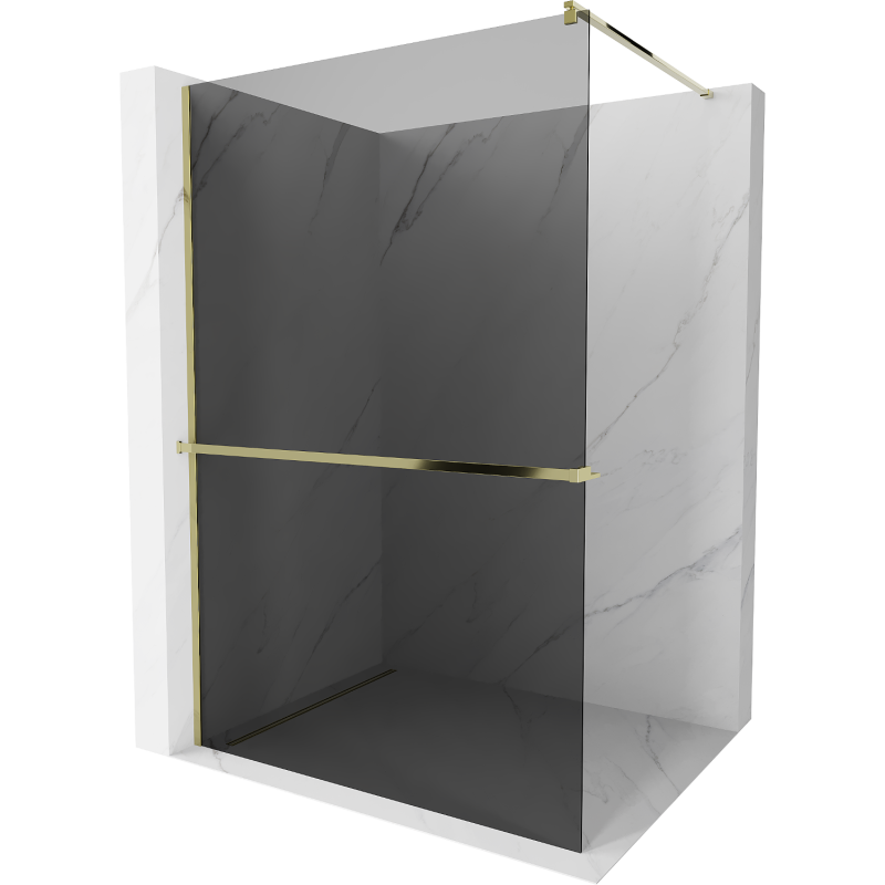 Mexen Kioto+ dušo siena su lentyna Walk-in 70 x 200 cm, grafitas, auksinė - 800-070-121-50-40