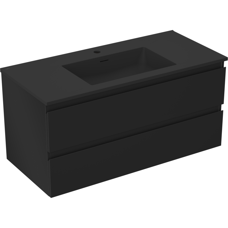 Mexen Orio vonios spintelė 100 cm su Otis kriaukle, 2 stalčiai, juoda matinė - 91A10-10047-2-BFF71-W18M71