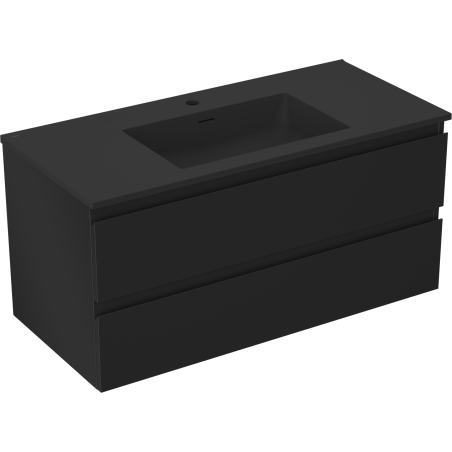 Mexen Orio vonios spintelė 100 cm su Otis kriaukle, 2 stalčiai, juoda matinė - 91A10-10047-2-BFF71-W18M71