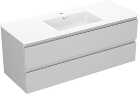 Mexen Orio vonios spintelė 120 cm su kriaukle Otis, 2 stalčiai, pilka matinė/balta matinė - 91A10-12047-2-BFF62-W18M01