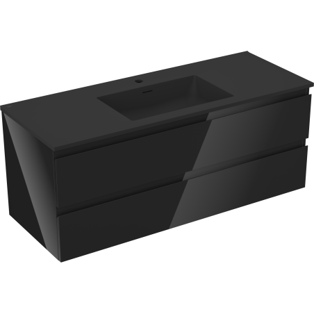 Mexen Orio vonios spintelė 120 cm su Otis praustuvu, 2 stalčiai, juodas blizgus/juodas matinis - 91A10-12047-2-BFF70-W18M71