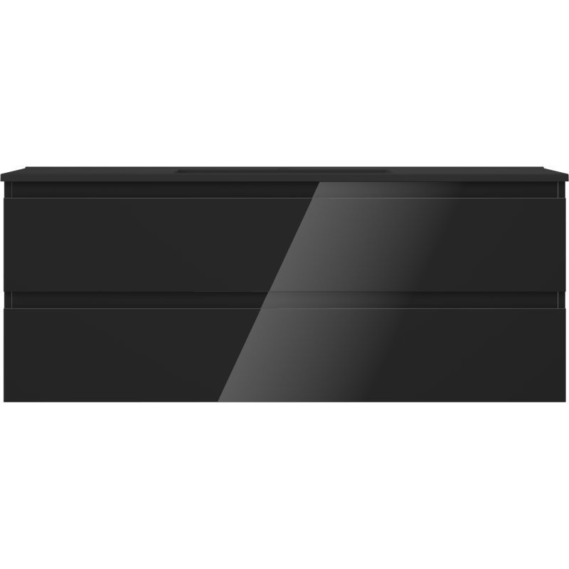 Mexen Orio vonios spintelė 120 cm su Otis praustuvu, 2 stalčiai, juodas blizgus/juodas matinis - 91A10-12047-2-BFF70-W18M71