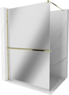 Mexen Kioto+ dušo sienelė su lentyna ir bėgeliu 100 x 200 cm, Veidrodis 8 mm, Auksinė - 800-100-121-50-50