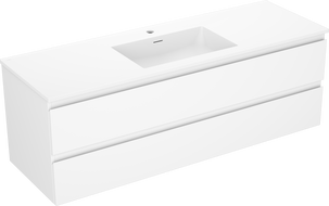 Mexen Orio vonios spintelė 140 cm su Otis praustuvu, 2 stalčiai, balta matinė - 91A10-14047-2-BFF01-W18M01