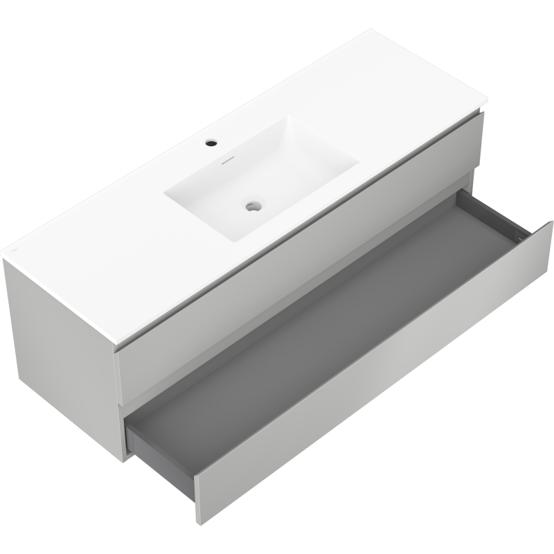 Mexen Orio vonios spintelė 140 cm su Otis kriaukle, 2 stalčiai, pilka matinė/balta matinė - 91A10-14047-2-BFF62-W18M01