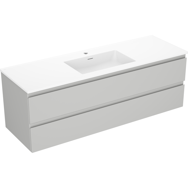 Mexen Orio vonios spintelė 140 cm su Otis kriaukle, 2 stalčiai, pilka matinė/balta matinė - 91A10-14047-2-BFF62-W18M01