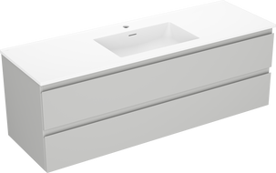 Mexen Orio vonios spintelė 140 cm su Otis kriaukle, 2 stalčiai, pilka matinė/balta matinė - 91A10-14047-2-BFF62-W18M01