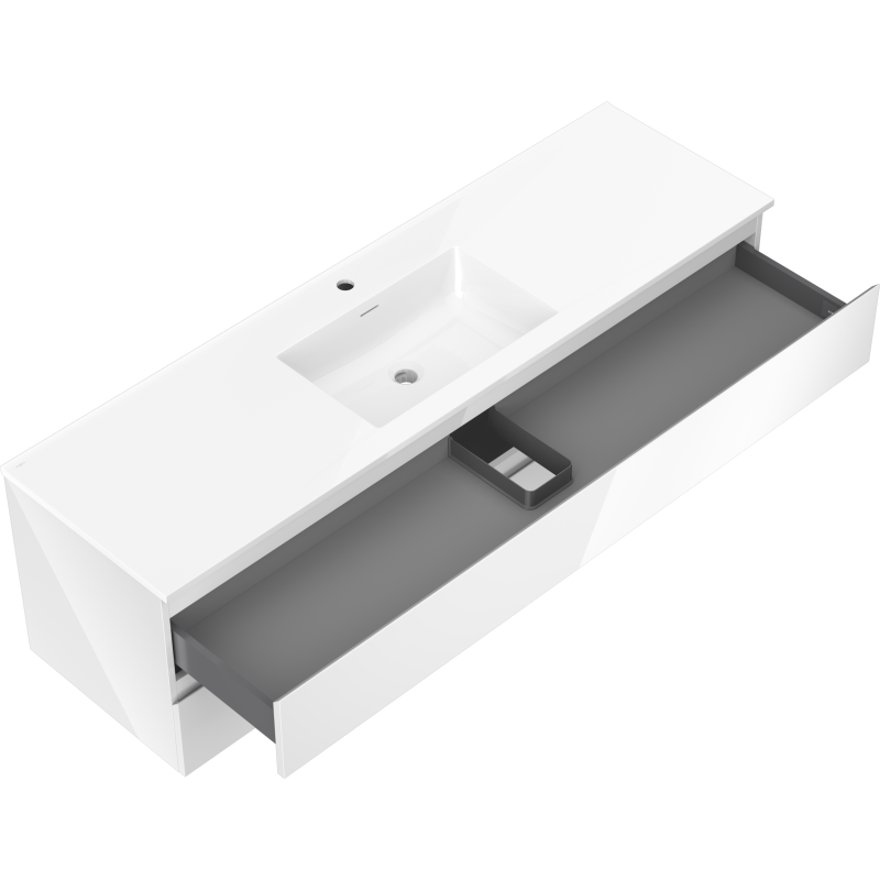 Mexen Orio vonios spintelė 160 cm su Otis kriaukle, 2 stalčiai, blizganti balta - 91A10-16047-2-BFF00-W18M00