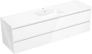 Mexen Orio vonios spintelė 160 cm su Otis kriaukle, 2 stalčiai, blizganti balta - 91A10-16047-2-BFF00-W18M00