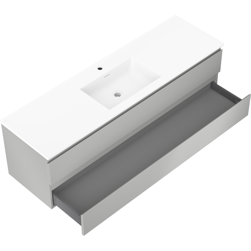 Mexen Orio vonios spintelė 160 cm su praustuvu Otis, 2 stalčiai, pilkas matinis/baltas matinis - 91A10-16047-2-BFF62-W18M01