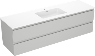 Mexen Orio vonios spintelė 160 cm su praustuvu Otis, 2 stalčiai, pilkas matinis/baltas matinis - 91A10-16047-2-BFF62-W18M01