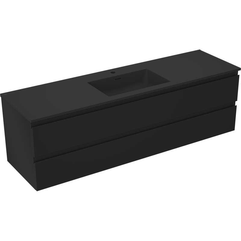 Mexen Orio vonios spintelė 160 cm su Otis kriaukle, 2 stalčiais, juoda matinė - 91A10-16047-2-BFF71-W18M71