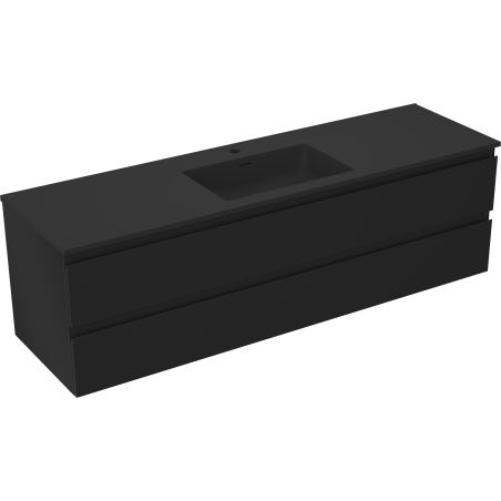 Mexen Orio vonios spintelė 160 cm su Otis kriaukle, 2 stalčiais, juoda matinė - 91A10-16047-2-BFF71-W18M71