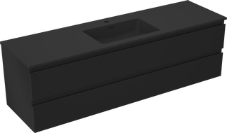 Mexen Orio vonios spintelė 160 cm su Otis kriaukle, 2 stalčiais, juoda matinė - 91A10-16047-2-BFF71-W18M71