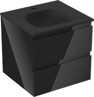 Mexen Orio vonios kambario spintelė 50 cm su kriaukle Vela, 2 stalčiai, juoda blizgi/juoda matinė - 91A10-05047-2-BFF70-W23M71