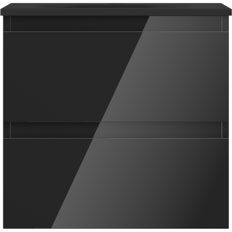 Mexen Orio vonios kambario spintelė 50 cm su kriaukle Vela, 2 stalčiai, juoda blizgi/juoda matinė - 91A10-05047-2-BFF70-W23M71