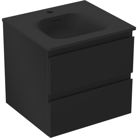 Mexen Orio vonios kambario spintelė 50 cm su praustuvu Vela, 2 stalčiai, juoda matinė - 91A10-05047-2-BFF71-W23M71