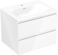 Mexen Orio vonios spintelė 60 cm su kriaukle Vela, 2 stalčiai, blizgi balta - 91A10-06047-2-BFF00-W23M00