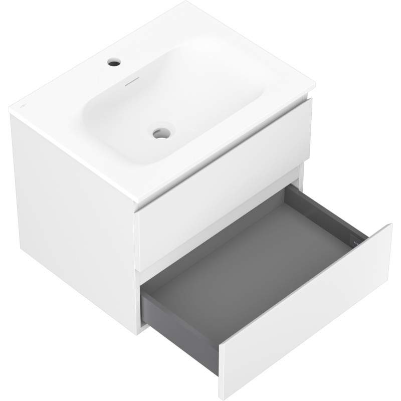 Mexen Orio vonios spintelė 60 cm su praustuvu Vela, 2 stalčiai, balta matinė - 91A10-06047-2-BFF01-W23M01