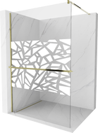 Mexen Kioto+ dušo sienelė su lentyna Walk-in 70 x 200 cm, baltas raštas, auksinė - 800-070-121-50-85