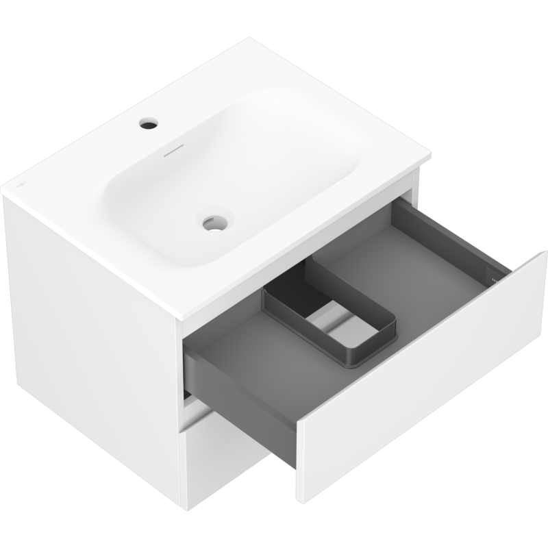 Mexen Orio vonios spintelė 60 cm su praustuvu Vela, 2 stalčiai, balta matinė - 91A10-06047-2-BFF01-W23M01