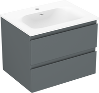 Mexen Orio vonios spintelė 60 cm su kriaukle Vela, 2 stalčiai, matinė grafito/balta - 91A10-06047-2-BFF66-W23M01