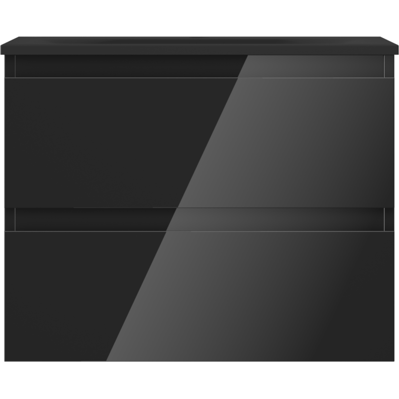 Mexen Orio vonios spintelė 60 cm su Vela kriaukle, 2 stalčiai, juoda blizgi/juoda matinė - 91A10-06047-2-BFF70-W23M71