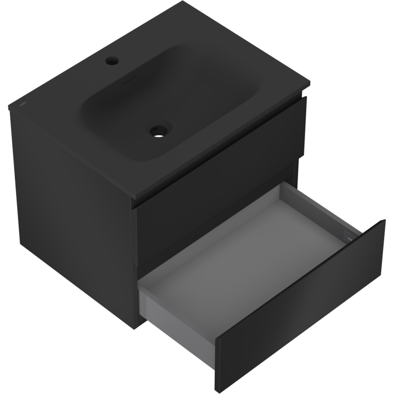 Mexen Orio vonios spintelė 60 cm su kriaukle Vela, 2 stalčiai, juoda matinė - 91A10-06047-2-BFF71-W23M71
