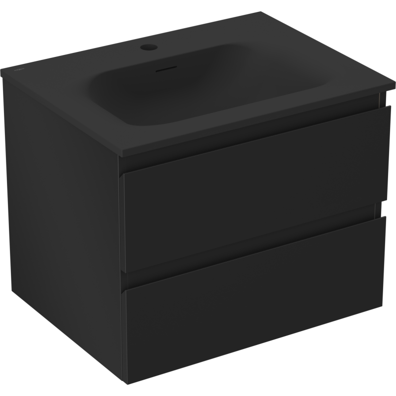 Mexen Orio vonios spintelė 60 cm su kriaukle Vela, 2 stalčiai, juoda matinė - 91A10-06047-2-BFF71-W23M71