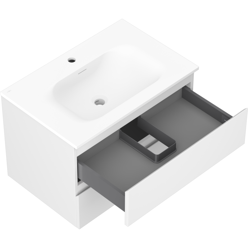 Mexen Orio vonios spintelė 70 cm su praustuvu Vela, 2 stalčiai, balta matinė - 91A10-07047-2-BFF01-W23M01