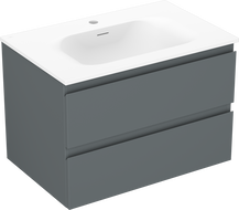 Mexen Orio vonios spintelė 70 cm su Vela praustuvu, 2 stalčiai, matinė grafito/balta - 91A10-07047-2-BFF66-W23M01